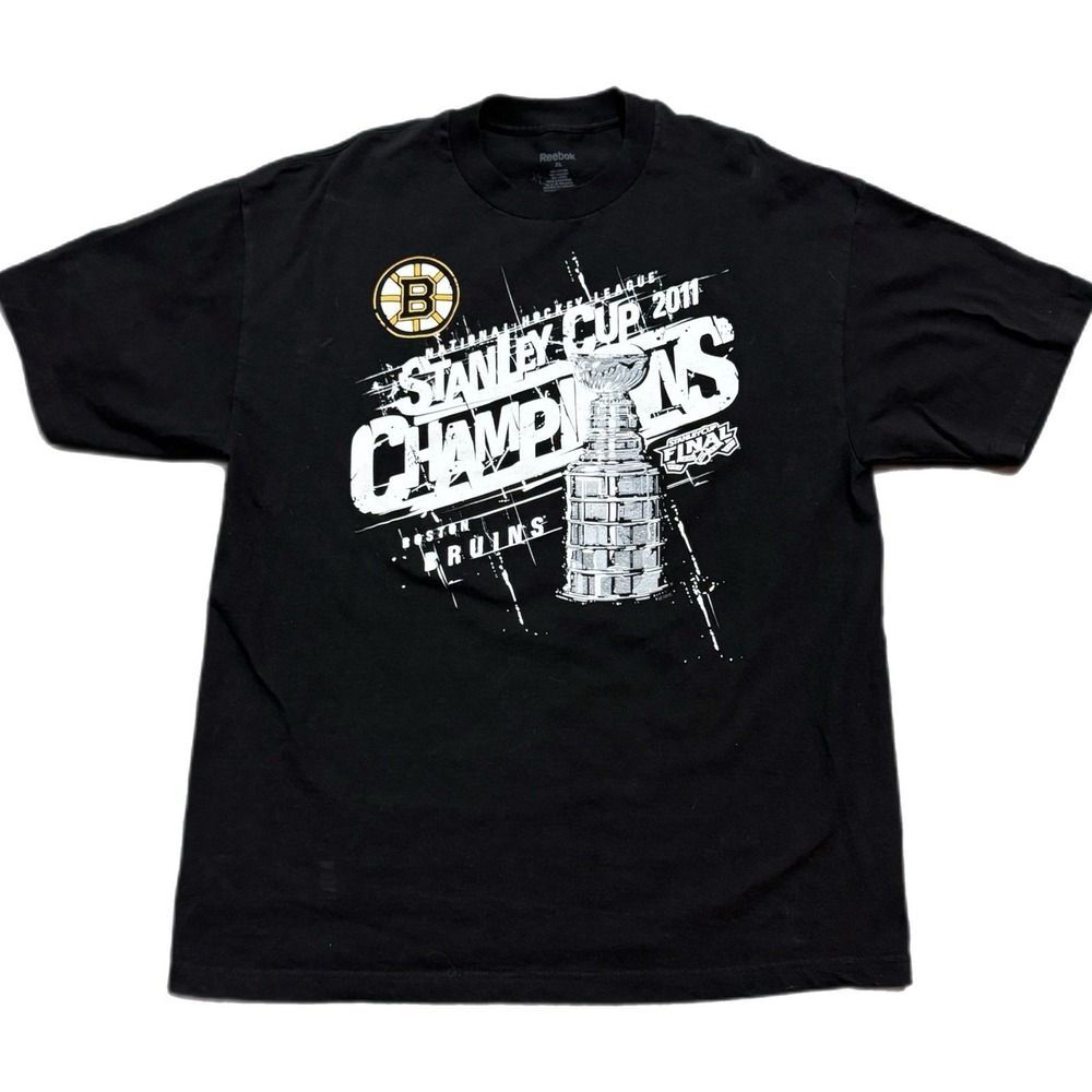 Reebok NHL Boston Bruins 2011 Stanley Cup Champions Black T-Shirt Men’s Size XL‎